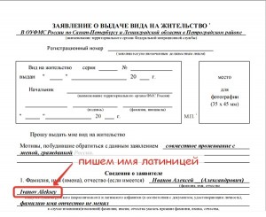 заявление о виде на жительство